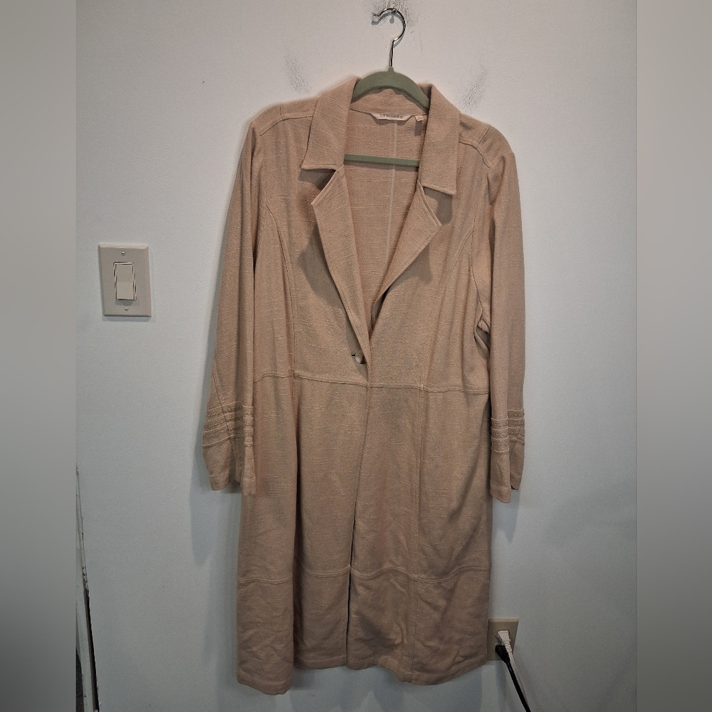 Soft Surroundings Beige Long Open Front Jacket Coat